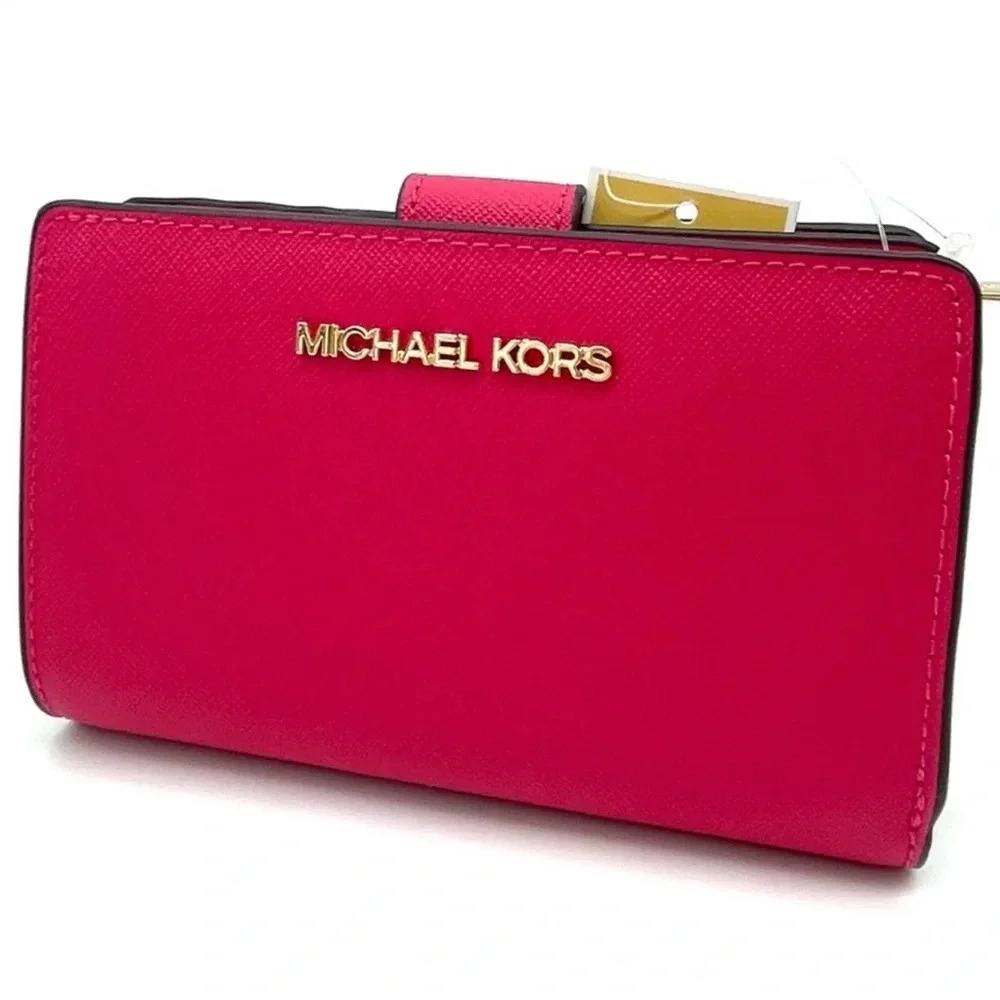 Michael Kors Medium Bifold Zip Chain Wallet Electric Pink (NWT)